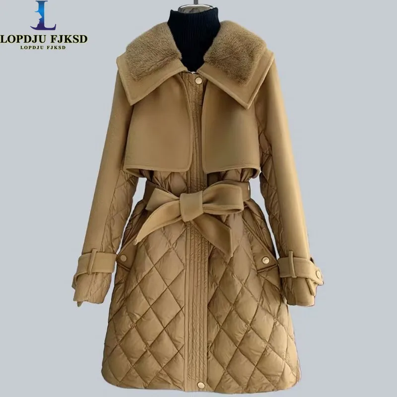 single-breasted-woolen-coat-for-womenfaux-fur-collar-jacketswindbreaker-adjustable-waistengland-style-winter-new-2024