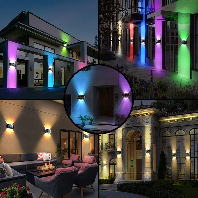 Decorative Solar Wall Lights Garden Step Stair Lights IP65 Waterproof RGB White Warm White