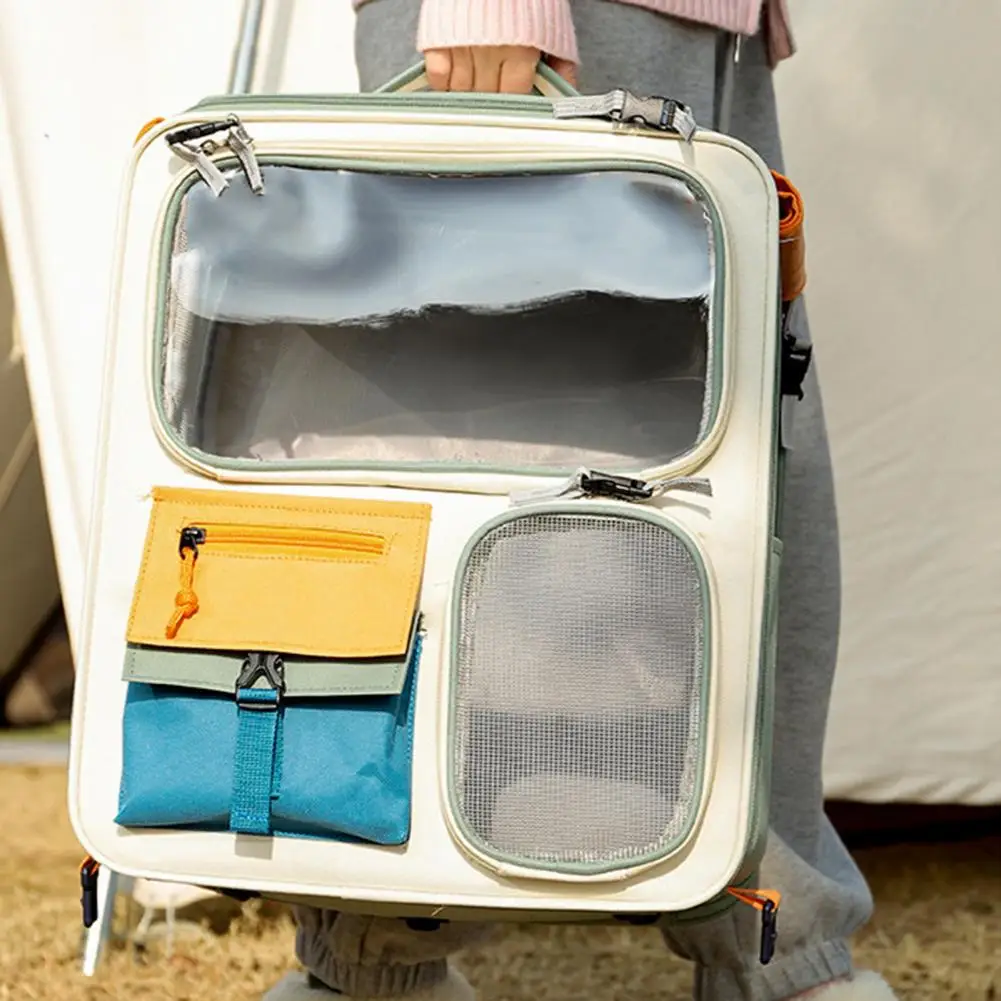 Portable Pet Carrier Portable Cat Carrier with Feeding Window Breathable Backpack Snack Pockets Ideal for Traveling for Small