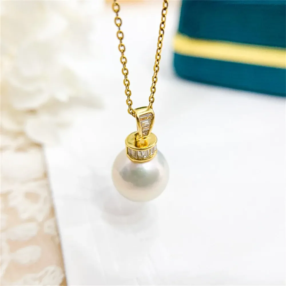 

DIY Pearl Accessories S925 Sterling Silver Pendant Empty Fashion Silver Necklace Pendant Fit 9-15mm Round Beads D314