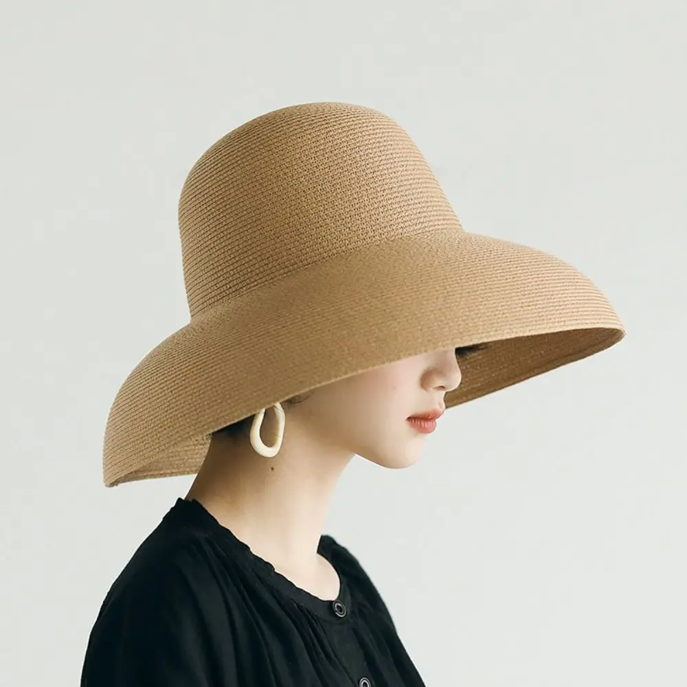 

Big Brim Hepburn Wind Sun Hat Sun Protection Straw Hat Travel Big Brim Sunscreen Hat for Women