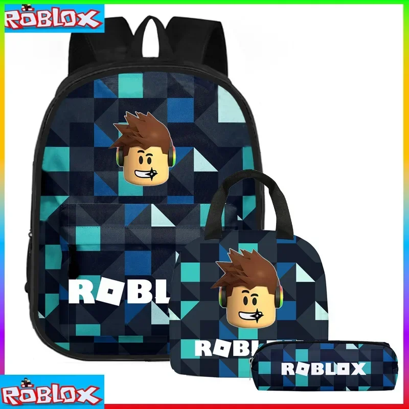 

With Compartments A SET Roblox Backpack Middle School Students Children's Anime Cartoon School Bag Mochila Children's Gifts