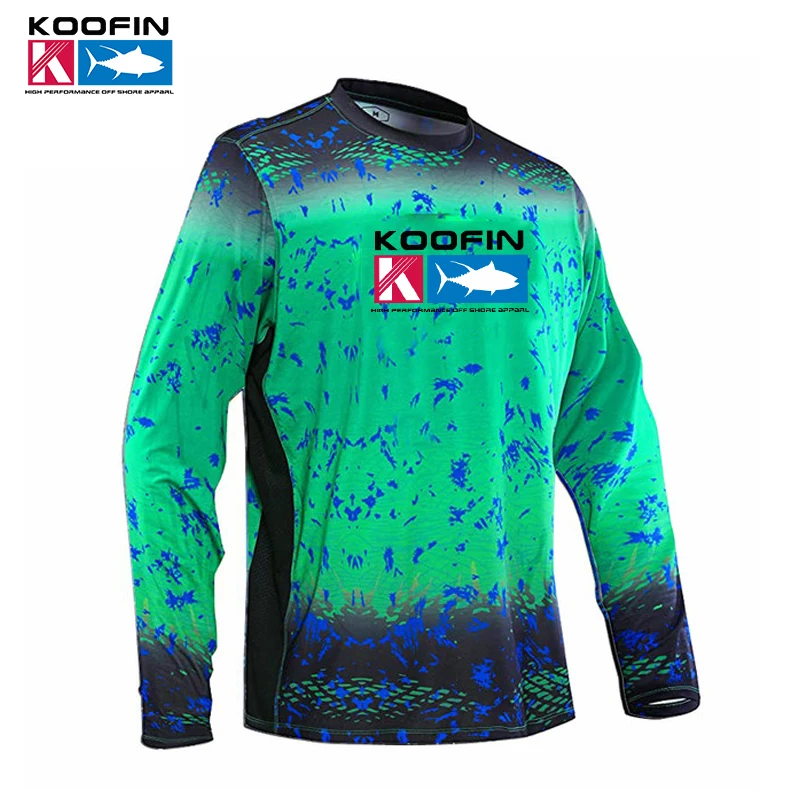 KOOFIN Fishing Shirts Long Sleeve Uv Protection Clothing Mens Outdoor  Jersey Upf 50 Clothes Performance Breathable Fishing