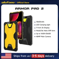 Ulefone Armor Pad 2 Rugged Tablet, 11" 2K, 18600 mAh ,IP68/IP69K Android 13 NFC GPS 4G Tablet Up to16GB +256GB LED Camping light