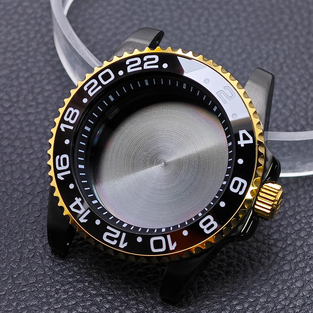 High-Quality Black Gold/Rose GMT Case with Chapter Ring - Stainless Steel Waterproof Accessories