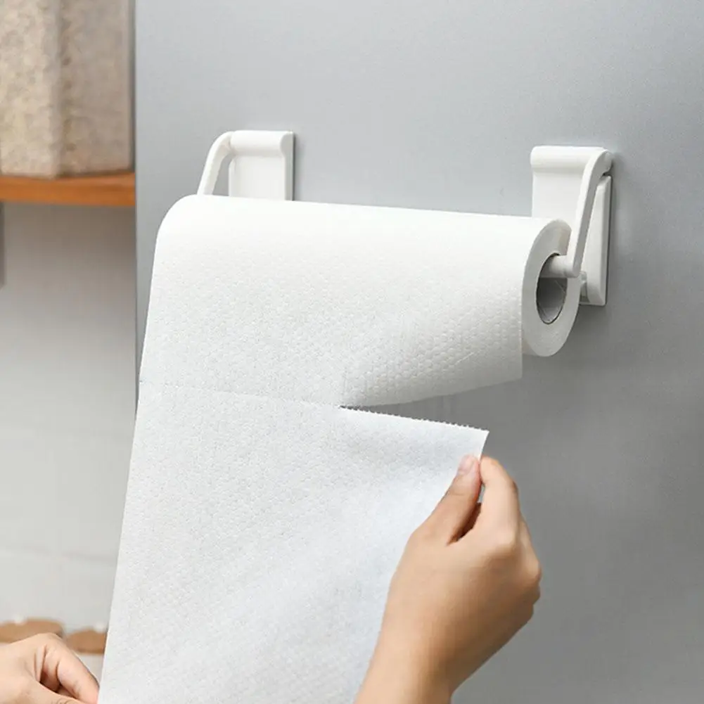 Household Magnetic Paper Towel Holder Kitchen Hanger Film Rack Storage Cling Dishcloth Punch-free Roll Holder Paper paper towel holder