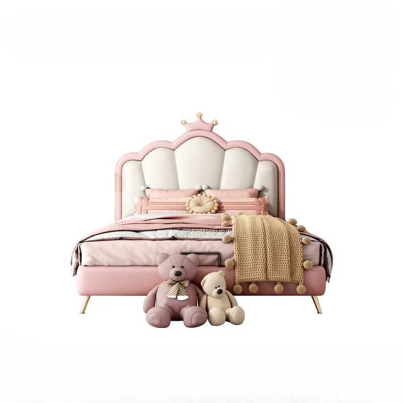 Pretty Modern Luxury Childrens Bed Girls Elegant Princess Villa Loft Leather Bed Kids Headboards Camas De Dormitorio Furniture 6