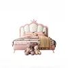 Pretty Modern Luxury Childrens Bed Girls Elegant Princess Villa Loft Leather Bed Kids Headboards Camas De Dormitorio Furniture 6