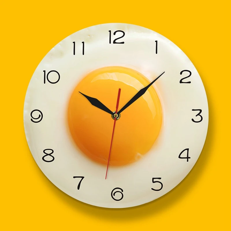 Fried Egg Poached Egg Wall Clock Egg Yolk Clock Digital Pointer Clock Canteen Restaurant Creative Acrylic Wall Clock 4