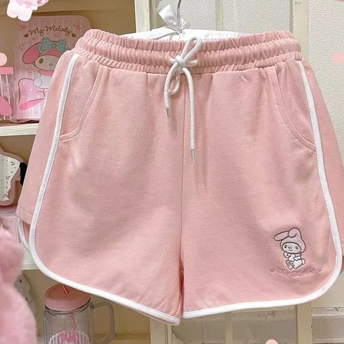 Sanrio Cinnamoroll Melody Kuromi Women Pink Shorts Y2k Casual Short Pant  Girl Student Korean Loose Oversize Sport Wide Leg Pants - AliExpress