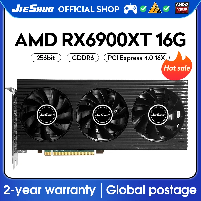 Трехпанельная видеокарта JIESHUO AMD RX 6900XT на 16 ГБ, видеокарта GDDR6 GPU 5120 rx6900xt на 16 ГБ для настольного ПК, игрового офиса, KAS RVN CFX ETH ET