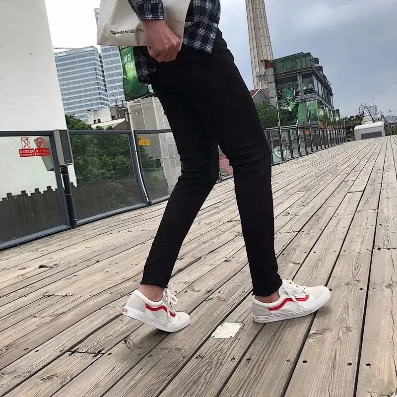 남성용 루즈핏 청바지, 얇은 슬림, 실루엣, 작은 발, 9 피스 바지, 학생 스타일, 트렌디한 여름