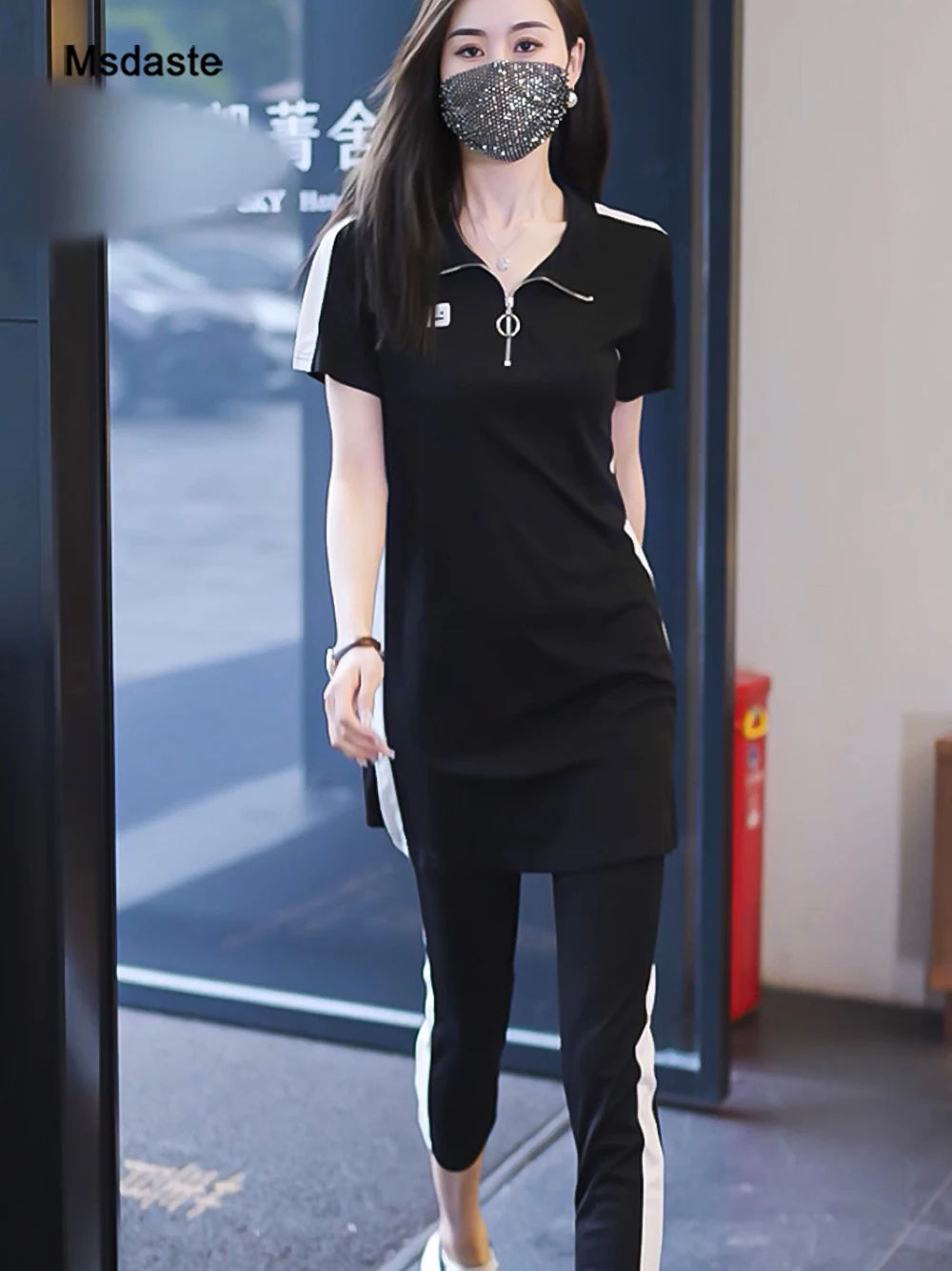 

set 2 pieces women clothing set tracksuits short sleeve pullover t shirt+pants sportswear outfits for lady two piece suits set