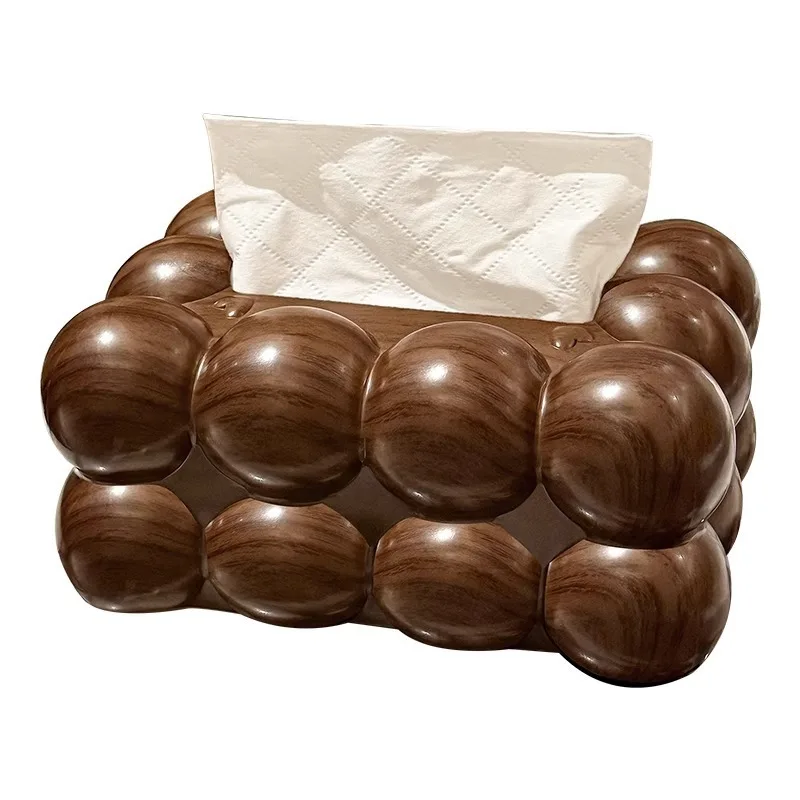 New Chinese Style Wood Grain Tissue Box Plastic Cotton Candy Design Luxury Napkin Holder for Home Decoration Aesthetic Table