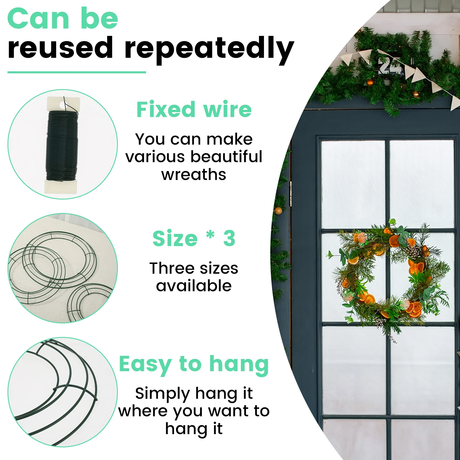 6pcs Wreath Frames Wreath Making Rings 20/25/30cm Christmas Wreath Thanksgiving Fall Wreath DIY Home Decor for Door Wall Outdoor