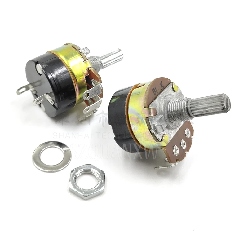 2PCS WH138-1 + Rotary Switch Knobs Cap adjustable resistance speed regulator with switCH 20mm B5K B10K B20K B50K B100K B250K