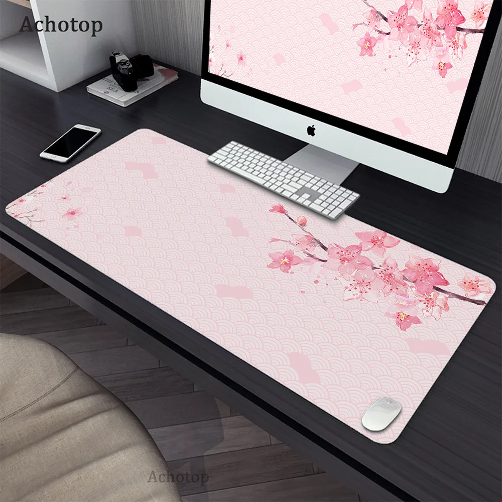 thumbnail image 1 of Alfombrilla de ratón para juegos con flor de cerezo rosa, 1000x500, alfombrilla de ratón para ordenador, alfombrilla grande para ratón XXL, alfombrillas de escritorio Kawaii para jugadores de PC, 1 of 5