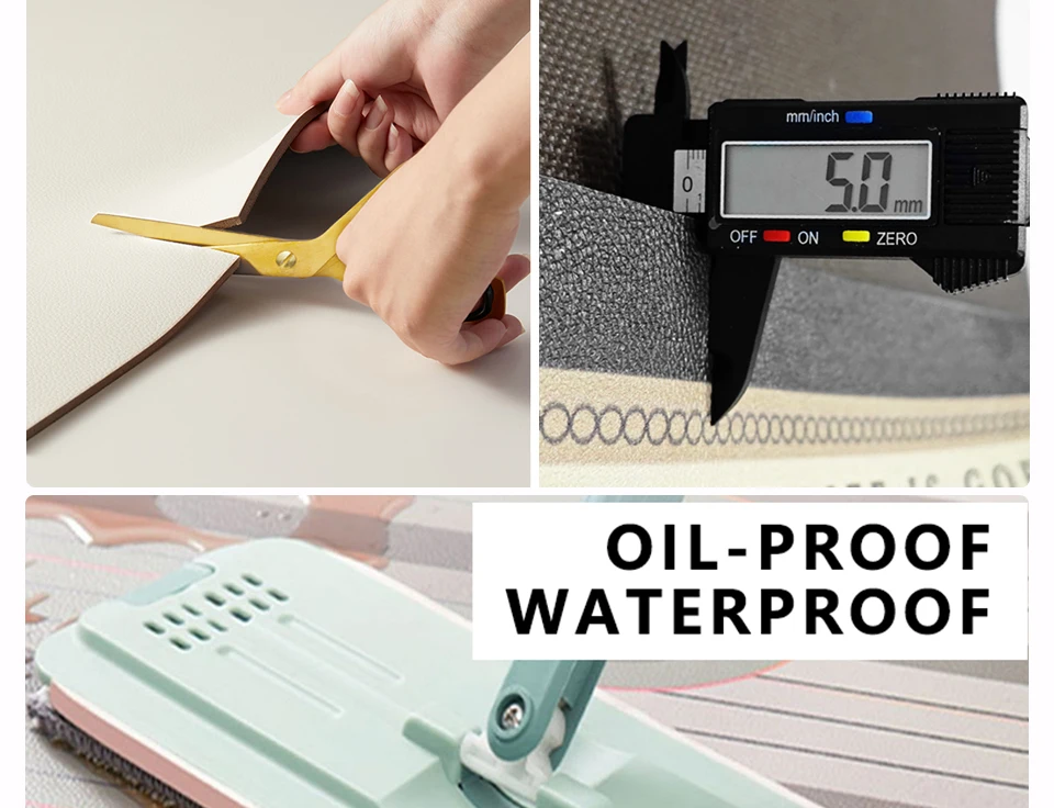 Kitchen Floor Mat Large Area Waterproof Carpet Pvc Leather Oil-proof Non-slip Foot Mats Line Minimalist Home Decoration Rug