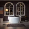 59" Freestanding Bathtub with Bathtub Spa Pillow，Contemporary Soaking Tub with Matte Black Overflow and Drain，luxury Bathtub 3