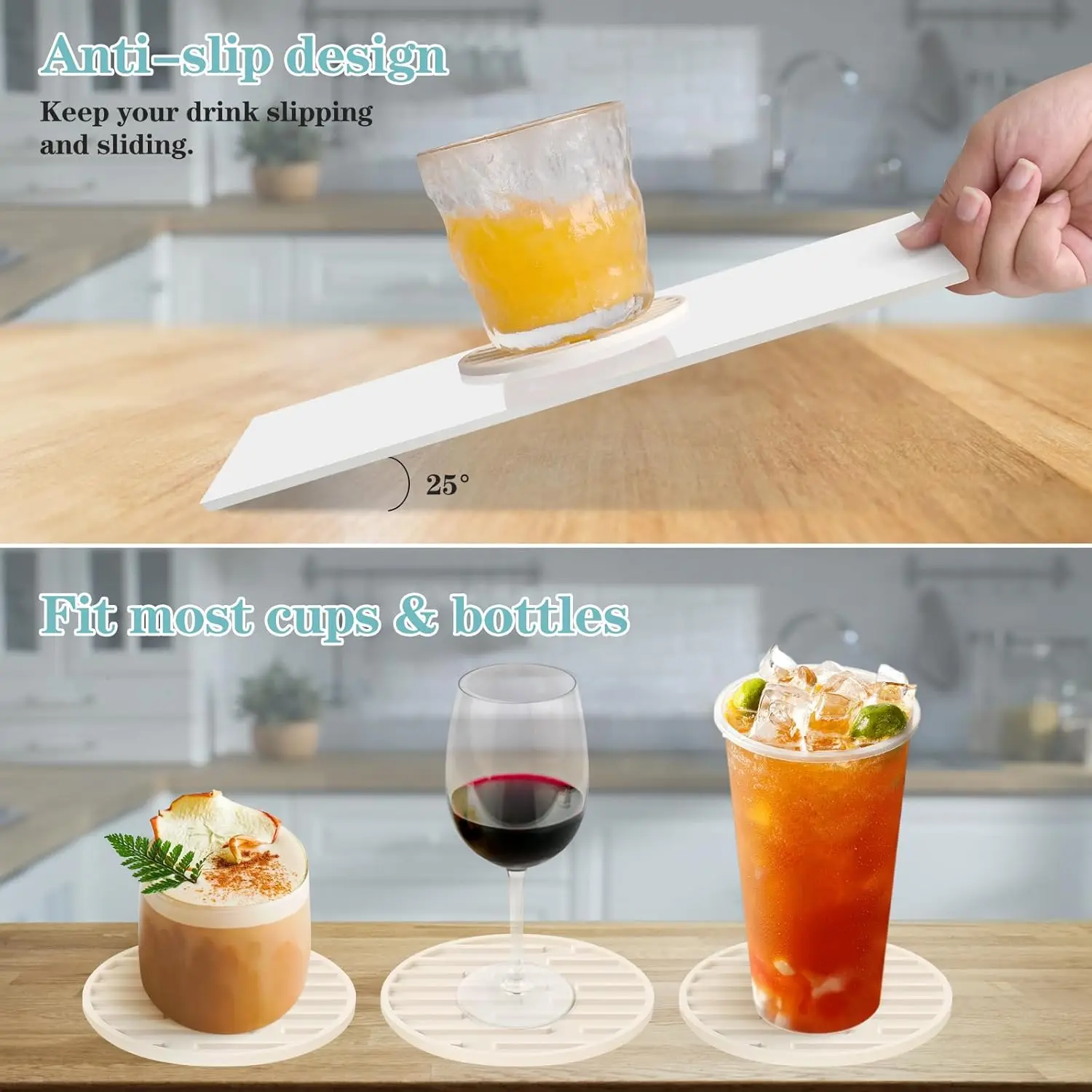 Silicone Coasters for Drinks - Thickened Cup Mat, Heat Resistant 600 Non-Slip Coasters for Coffee Table, Kitchen, Bar