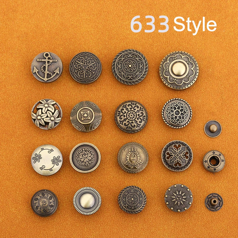 

10set Vintage Metal Press Studs Sewing Button Snap Button Fasteners Sewing Leather Craft Clothes Bags Garment