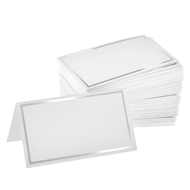 Set of 50 Stylish Gold Rimmed Table Name Cards for Wedding Banquet Dinner Party and Festival Gold/ Silver Accent