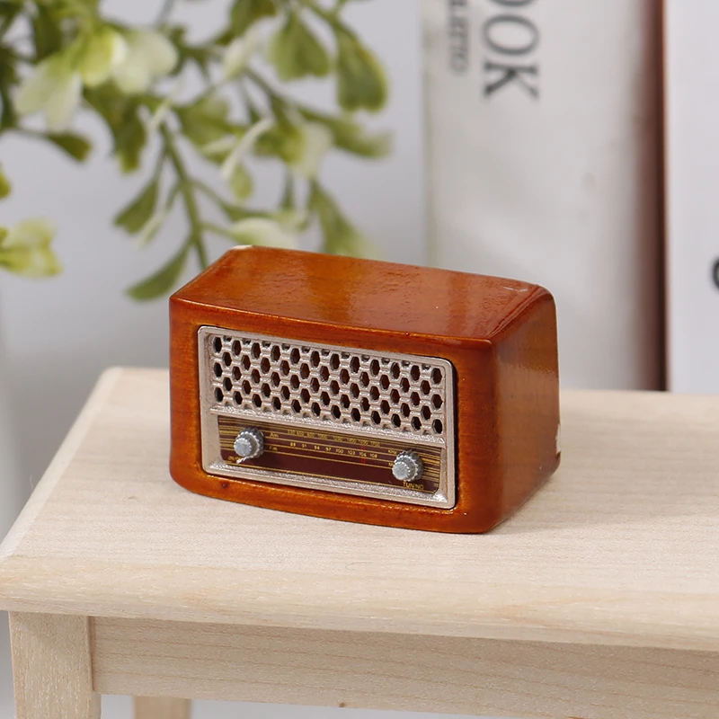 1:12 Dollhouse Miniature Retro Radio Ornament Audio Player Model Home Decor Toy Doll House Living Room Bedroom Accessories 6
