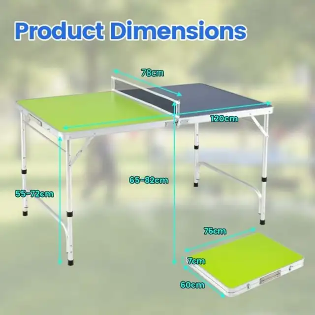 Portable Ping Pong Table Foldable Table Tennis Table with Aluminum Frame-Green
