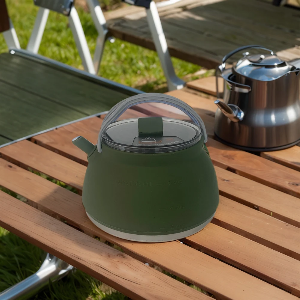 Outdoor Silicone Water Kettle Collapsible Camping Cook Pot with Lid Cup Bowl Set Foldable Water Pot Water Boiling Kettle/Cooking