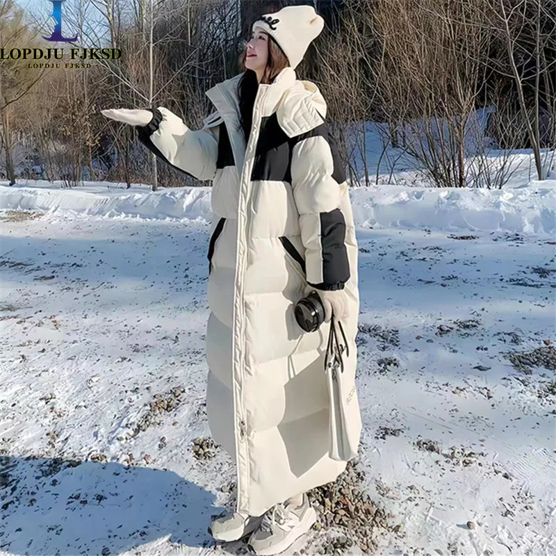 

Женская Корейская длинная парка с капюшоном, Свободное пальто, толстые куртки на молнии, хлопковые пальто, Зимняя мода, новинка 2023 г.