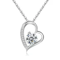Nouveau collier en argent Sterling 925 coeur 5A Zircon pour femmes, bijoux de mariage, breloque de fiançailles, cadeau de fête, chaîne à pendentif fin 6