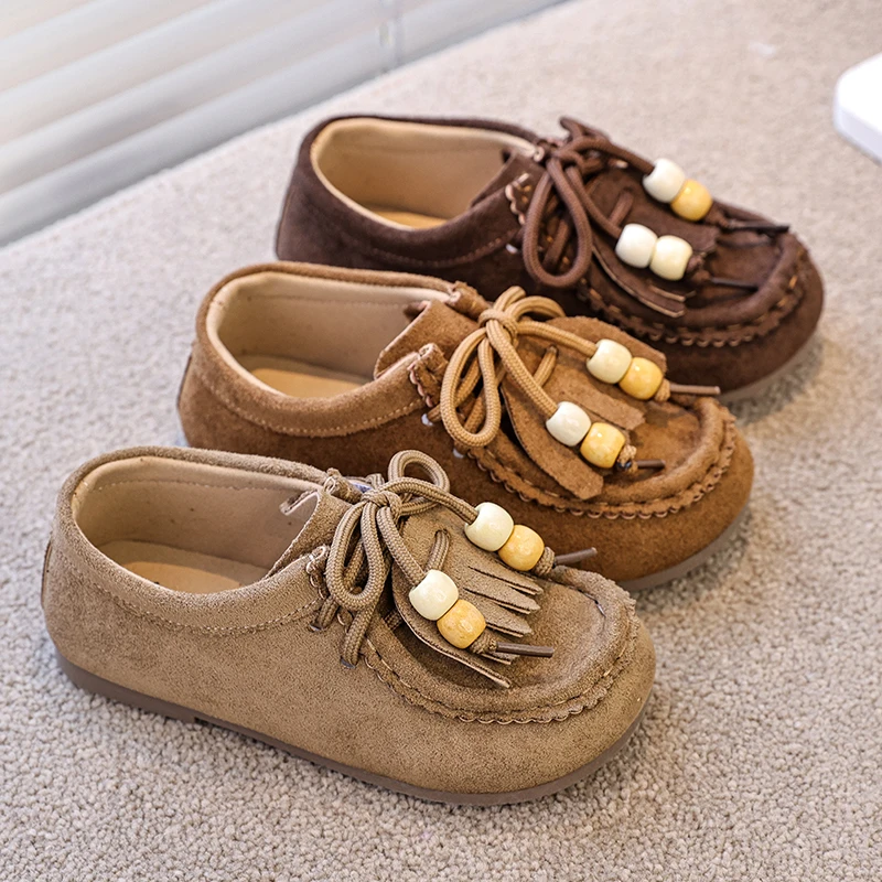 Girls Leather Shoes for Spring Autumn with Tassel