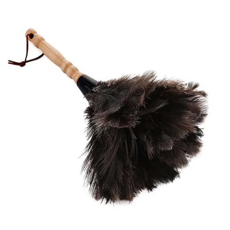 Anti-Static Ostrich Feather Fur Brush Duster Dust Cleaning Tool Car Dust Brush Wooden Handle Home Cleaning Tools