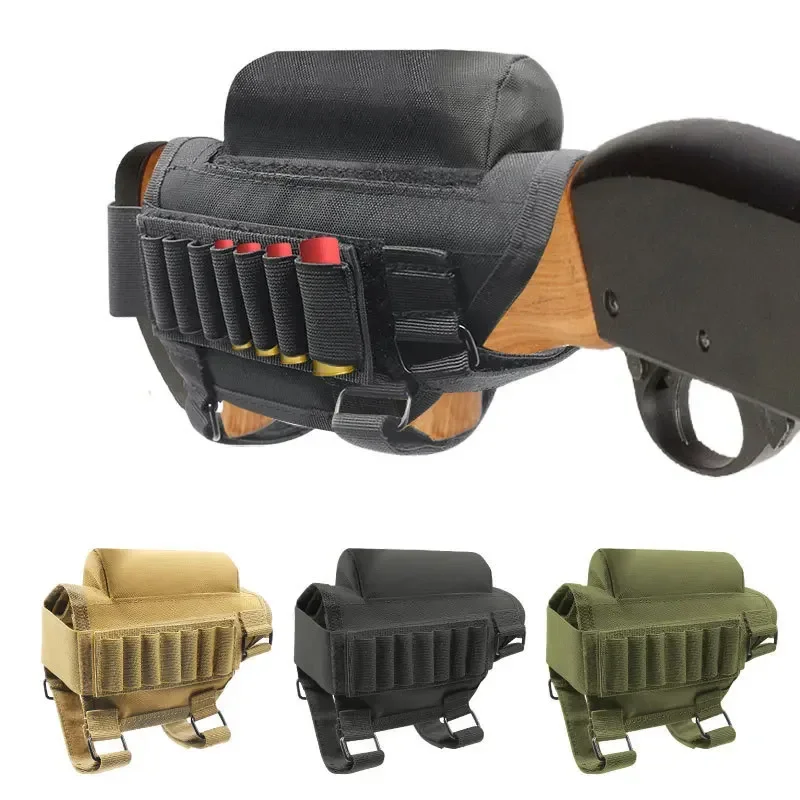 Outdoor rifle cheek pad riser shell pouch, hunting accessory, rifle stock bullet magazine storage bag