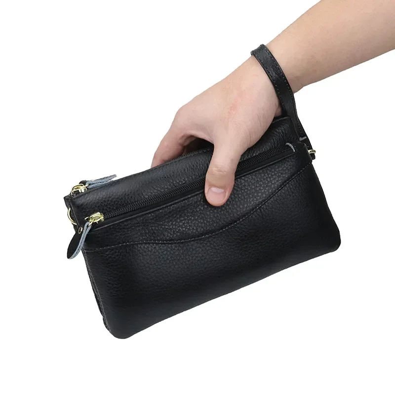 Genuine Leather Women Crossbody Bag Small Shoulder Handbags Casual Wristlet Clutch Purse Large Capacity Messenger Bags for Women crossbody bag women handbags leather shoulder bag