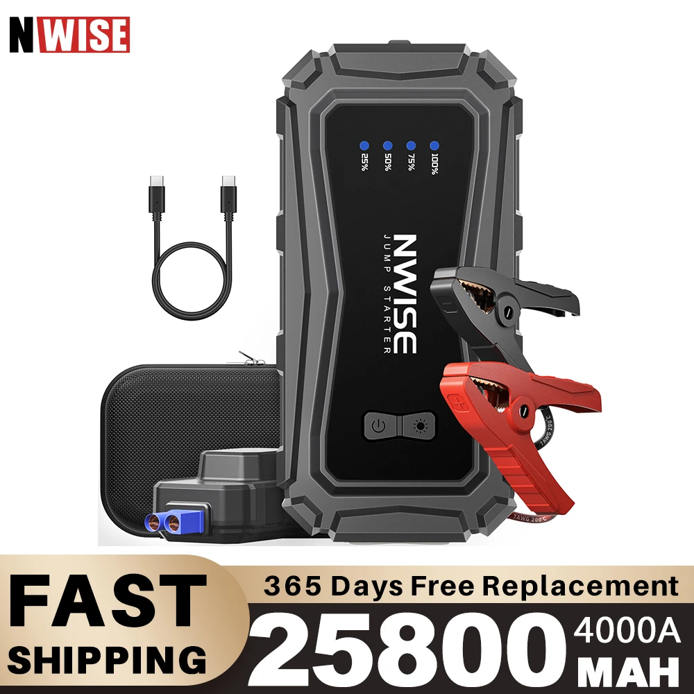Nwise 25800Mah Car Jump Starter 4000A Car Booster Auto Power Bank Dispositivo Di Avviamento Di Emergenza Jump Starter