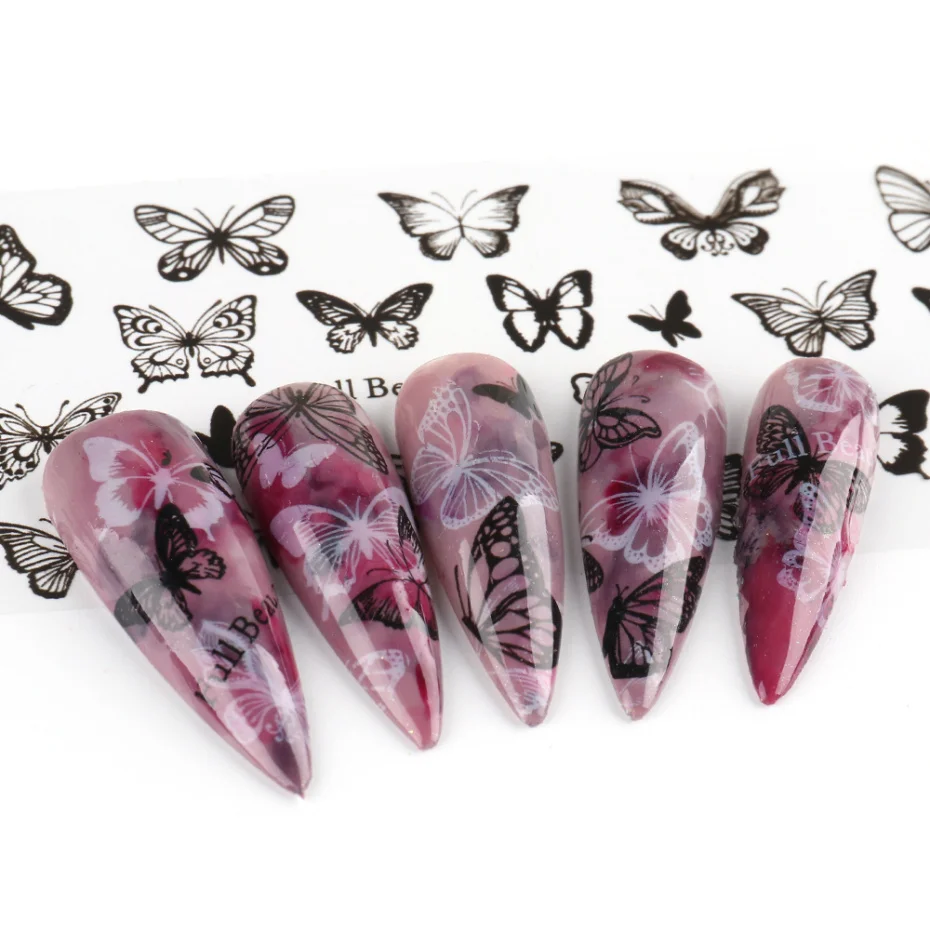 10 Roll 100x4cm Nail Foils Butterfly Series Nail Art Transfer Foil Decal Starry Paper Holographic Nails Stickers Decor NF1797 nail stickers nail art decoration nail decals