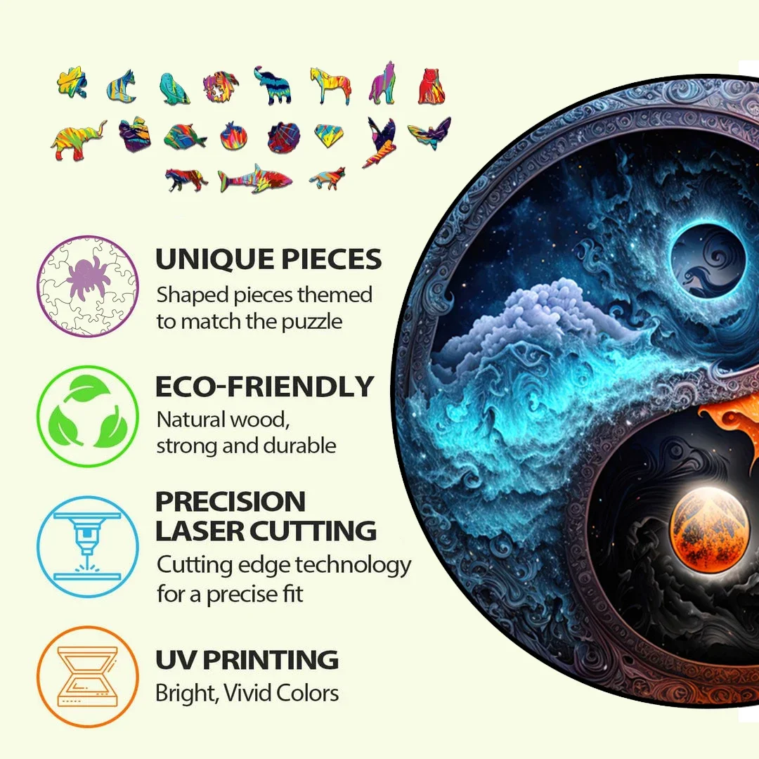 TaiChi Iq Puzzles Wood Board Games for The Whole Family Learning and Education Action Figures Craft Toys Jigsaw Wooden Puzzle