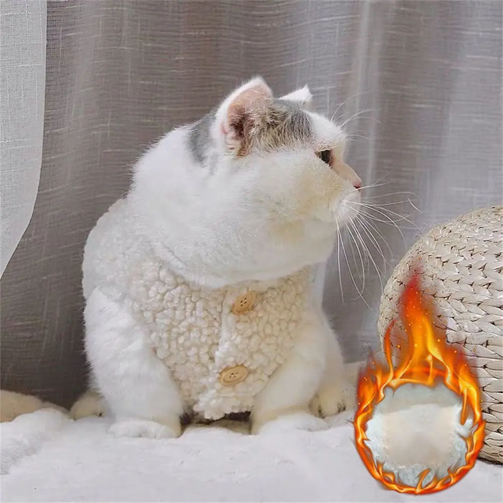 Cute Soft Cozy Cat Clothes Fleece Winter Warm Lambhair Vest Costume Sweater Pet Cat view 2