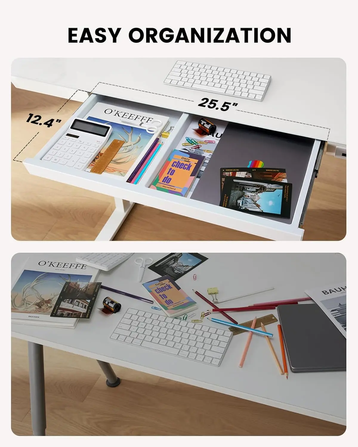 ErGear Glass Standing Desk with Drawer, 55 x 24 inch Glass Top Standing Desk with Preassembled Top & USB Charging Ports, Adjusta 5