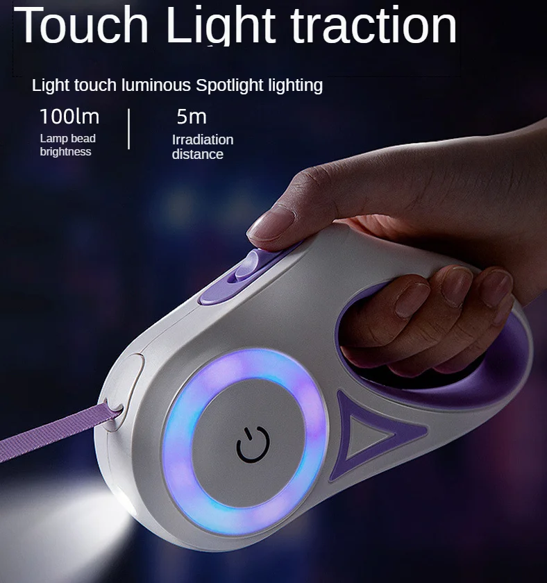 

3/5M Dog Leash Light Retractable Pet Leads Traction Rope Belt Durable Large Dog Walk Run Leash Lead Automatic Cat Lead Extension