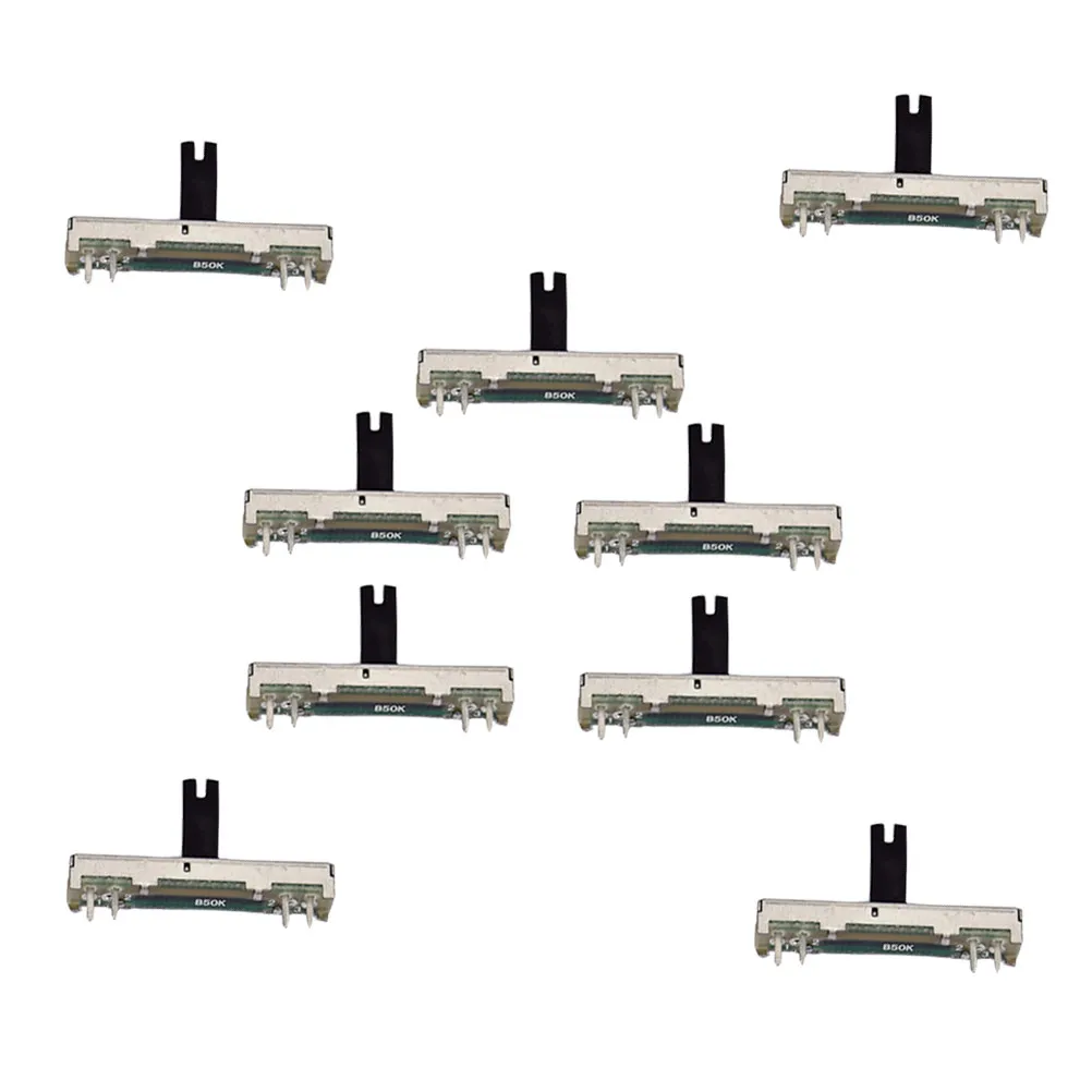 10Pcs B50k 모노 슬라이딩 전위차계 45Mm 9Mm W X 55Mm T 15Mm 핸들 높이 옴 Dj 스튜디오 믹서 디머 슬라이드