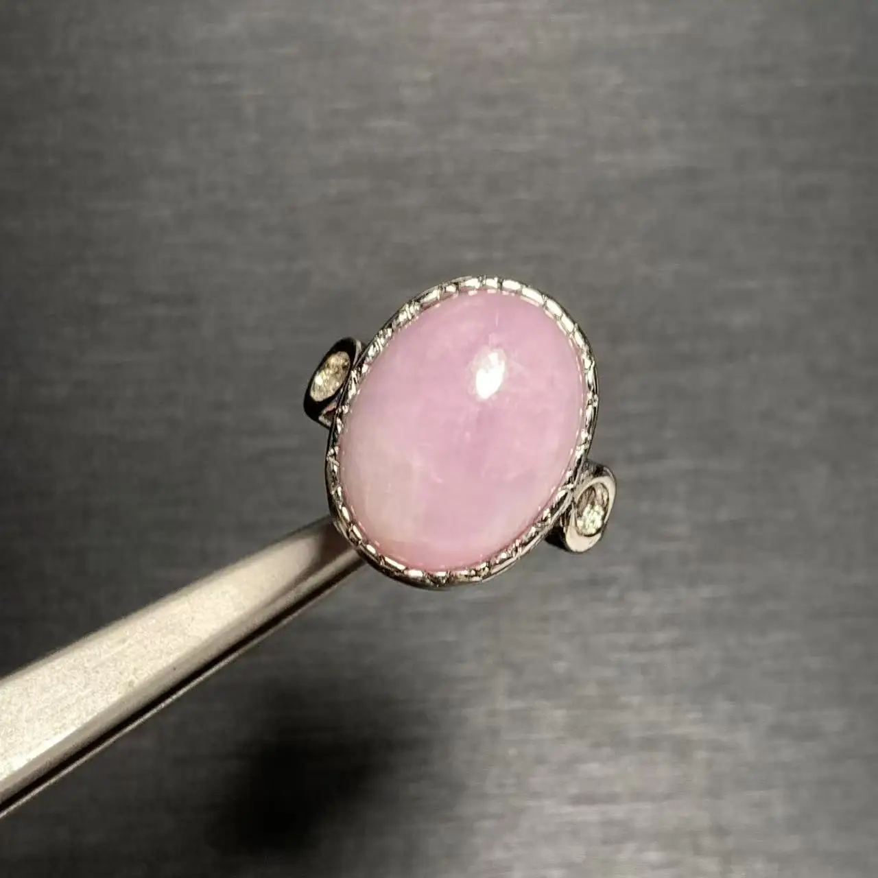 17*12 Natural Kunzite Ring Oval Stone Female Handmade Rings Fine Jewelry for Women Gift Multicolor vintage style