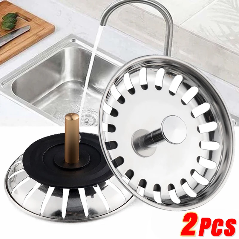 2/1Pcs Kitchen Sink Filter Mesh Stainless Steel Sink Strainers Hair Catcher Waste Plug Filter Kitchen Bathroom Sink Accessories hole kitchen sink strainers basket leftovers filter hanging vegetables kitchen strainers organizer cuisine home improvement yq50