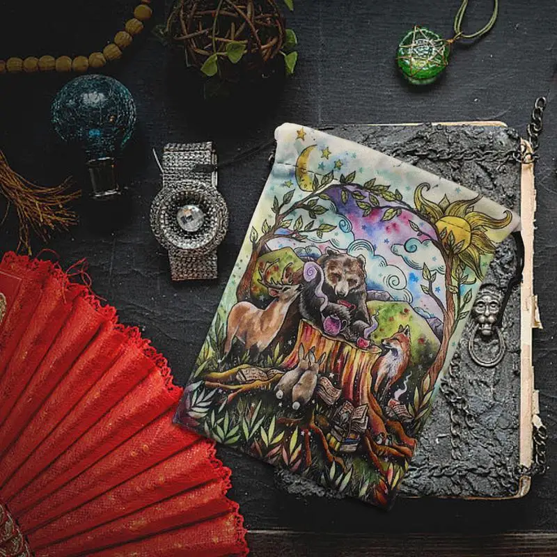 Tarot Storage Bag Double-Side Divination Holder Pouch Jewelry Organizer Drawstring Tarot Game Gift Bag For Witches Magician
