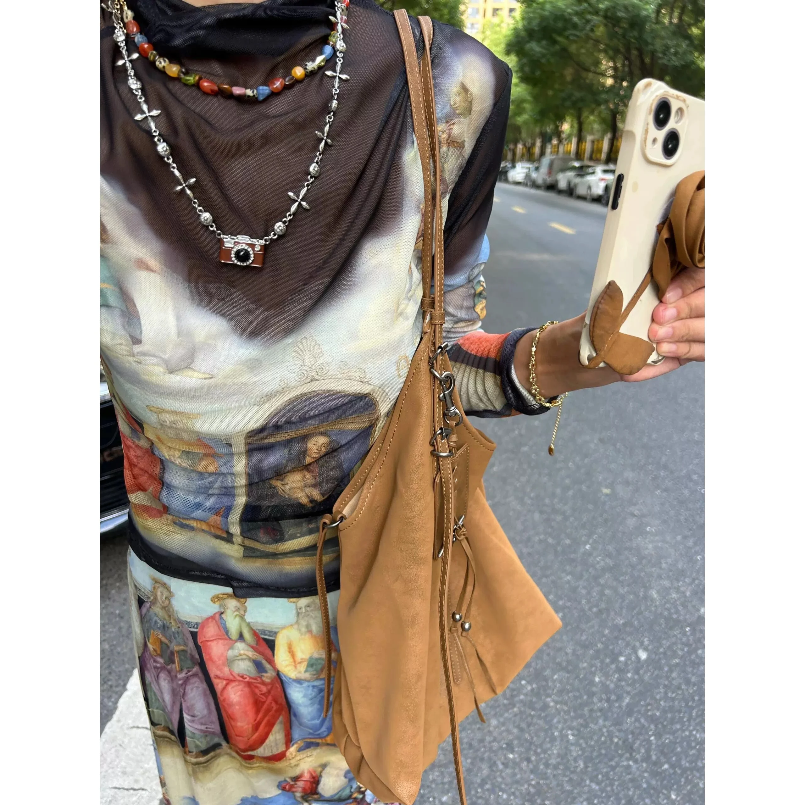 Frosted Vintage Women's Bag Large Capacity Shoulder Bag Solid Color Simple Casual Commuter Bags Autumn Retro 2024 Hot Selling