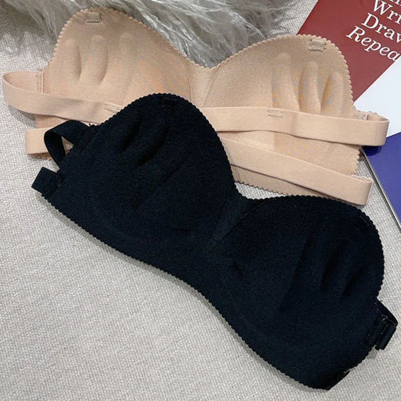 

Women's Backless Bra Lingerie Female Sexy Invisible Black Strapless Push Up Nipple Covers Reusable Underwear Bralette Tube Tops