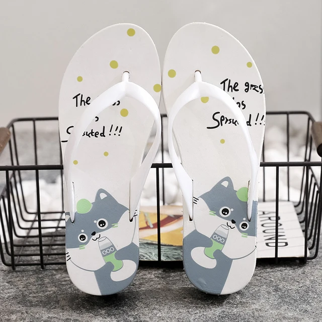 Cartoon Cat Thong Flip Flops Cute 