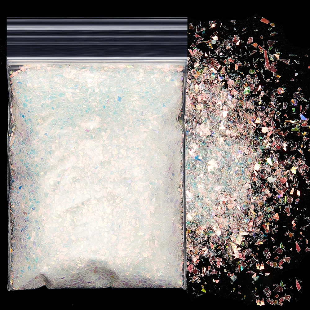 White Iridescent Glitter Irregular Flakes Resin Shaker Fillers