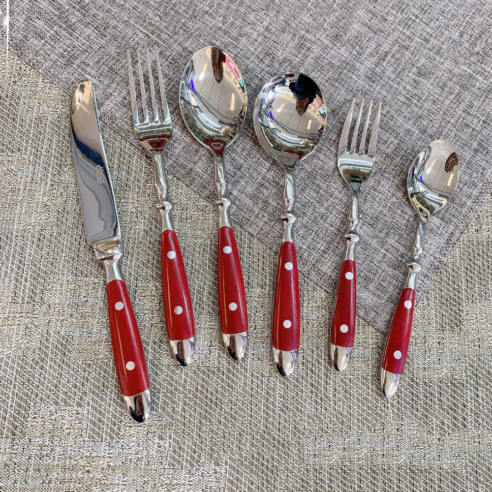 Stainless Steel Western Tableware Two Nail Knife Fork Spoon Wooden